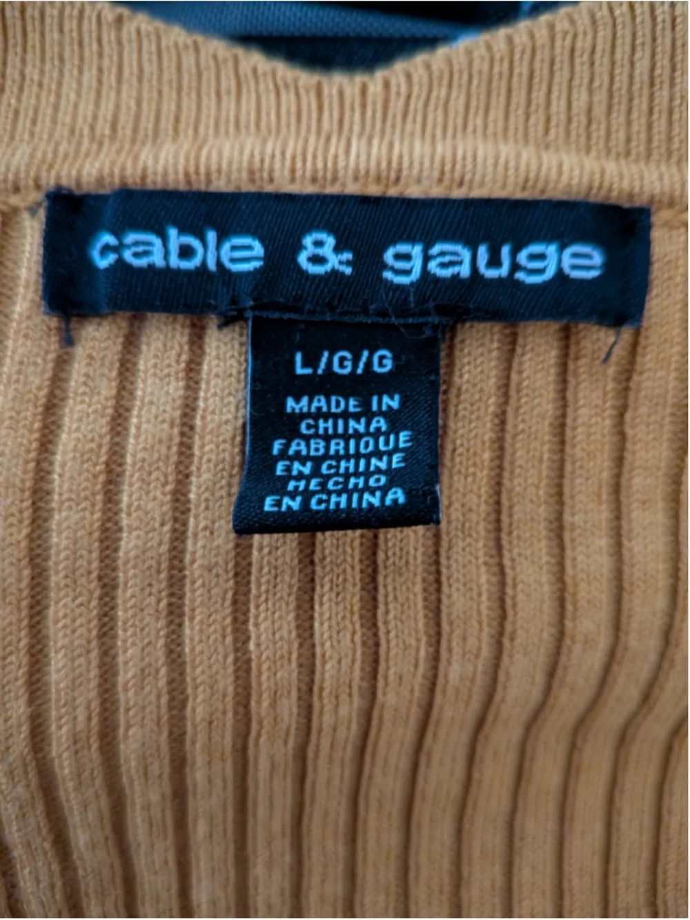 Cable & Gauge Mustard Ribbed Puff Sleeve Sweater Top Size L Boho Fall